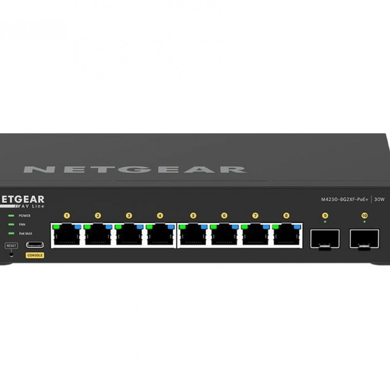 Netgear 10 port AV Line 管理型交換器, GSM4210PX交換器
