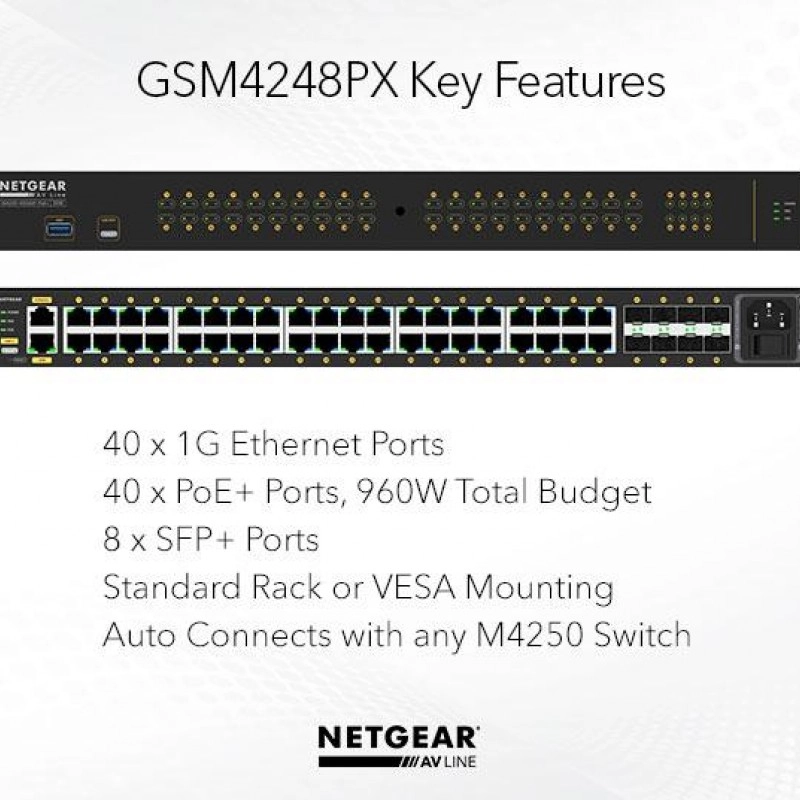 Netgear 48 port AV Line 管理型交換器, GSM4248PX交換器