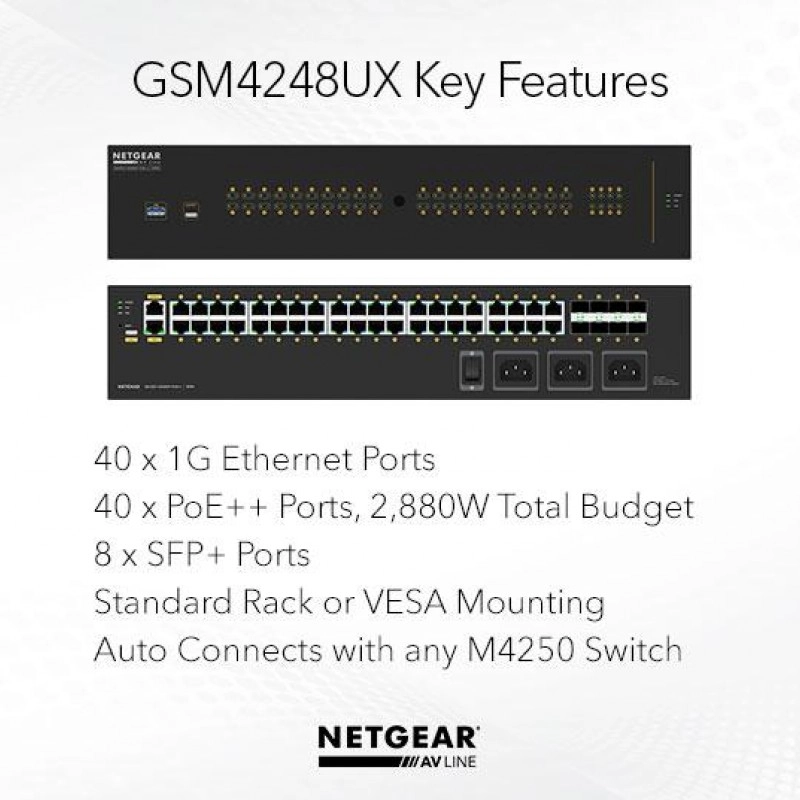 Netgear 48 port AV Line 管理型交換器, GSM4248UX交換器