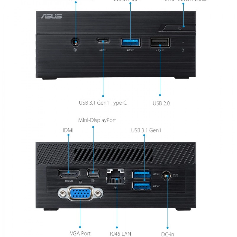 ASUS miniPC non ODD, PN40-J44G128S桌面電腦