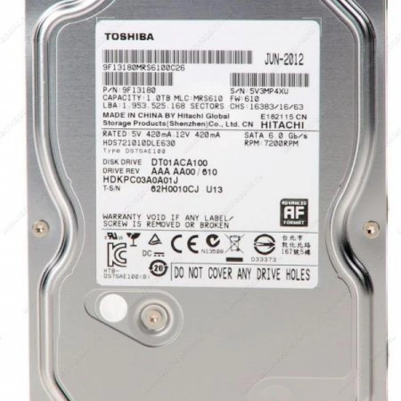 Toshiba 1TB 3.5吋 內置硬碟, DT01ACA100內置硬碟