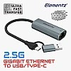 Elementz USB-A/TYPE-C to 2.5G Lan Hub, EN-25D
