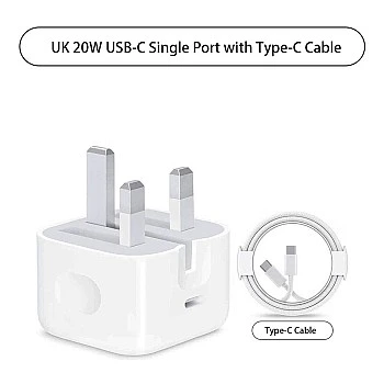UK 20W USB-C Single Port with Type-C Cable Adapter