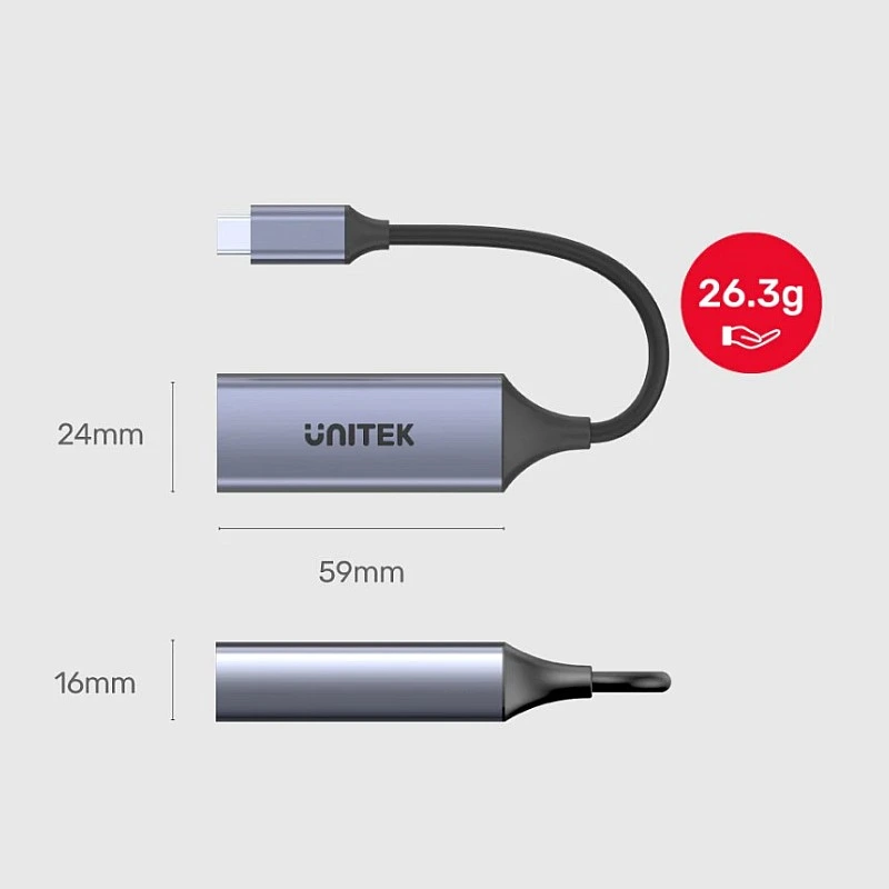 Unitek 2 in 1 USB-C To Gigabit Ethernet Adapter, U1323A