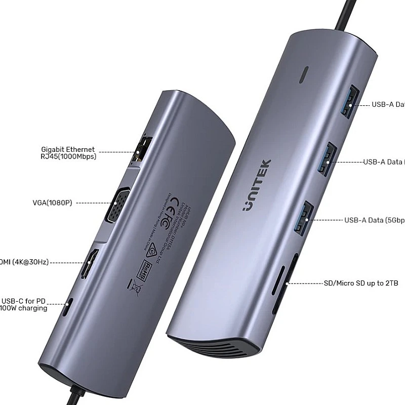 Unitek 9-in-1 USB-C Hub, D1113A - U-D1113A Adapter︱Hub︱Docking ｜ 衍光HinKwong 香港