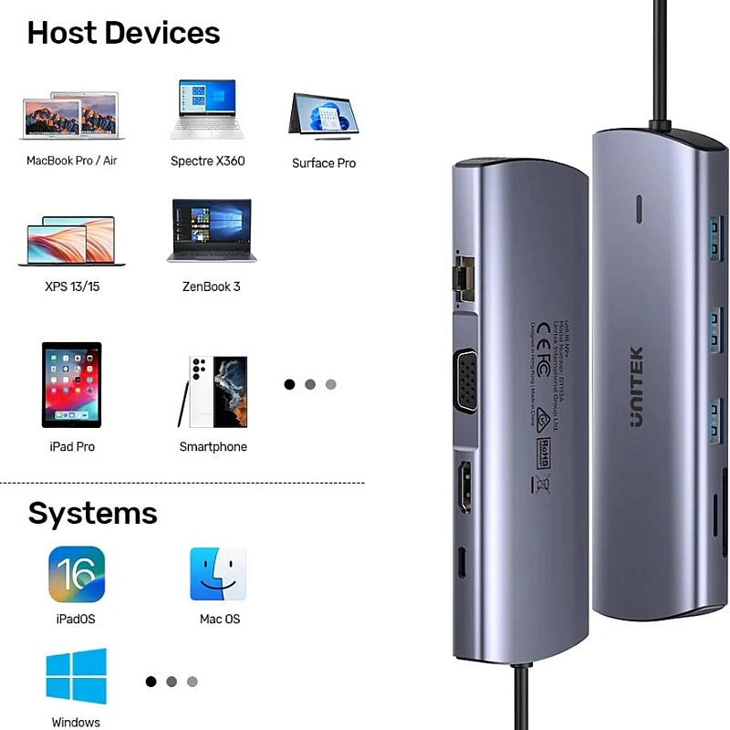 Unitek 9-in-1 USB-C Hub, D1113A - U-D1113A Adapter︱Hub︱Docking ｜ 衍光HinKwong 香港