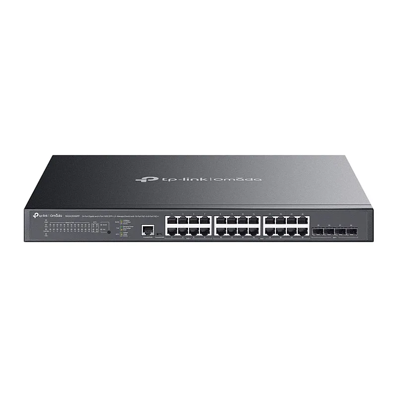 TP-Link Omada 24-Port Gigabit and 4-Port 10GE SFP+ Managed Switch, SG3428XMPP