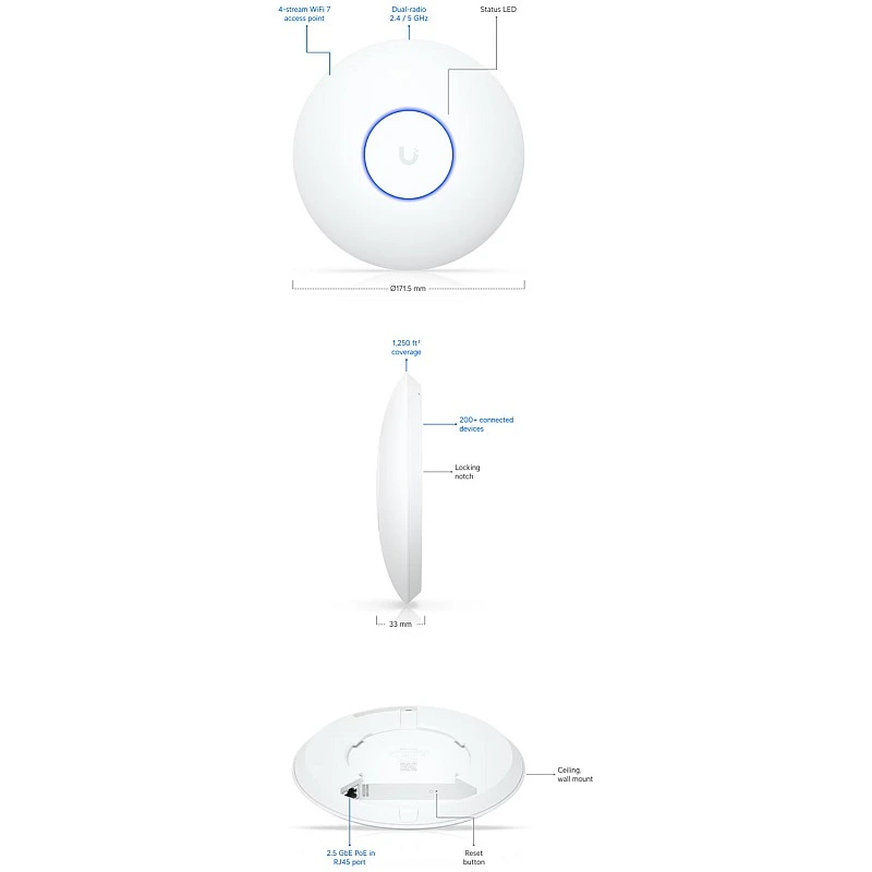Ubiquiti UniFi U7 Lite Wi-Fi 7 無線接取器, U7-Lite