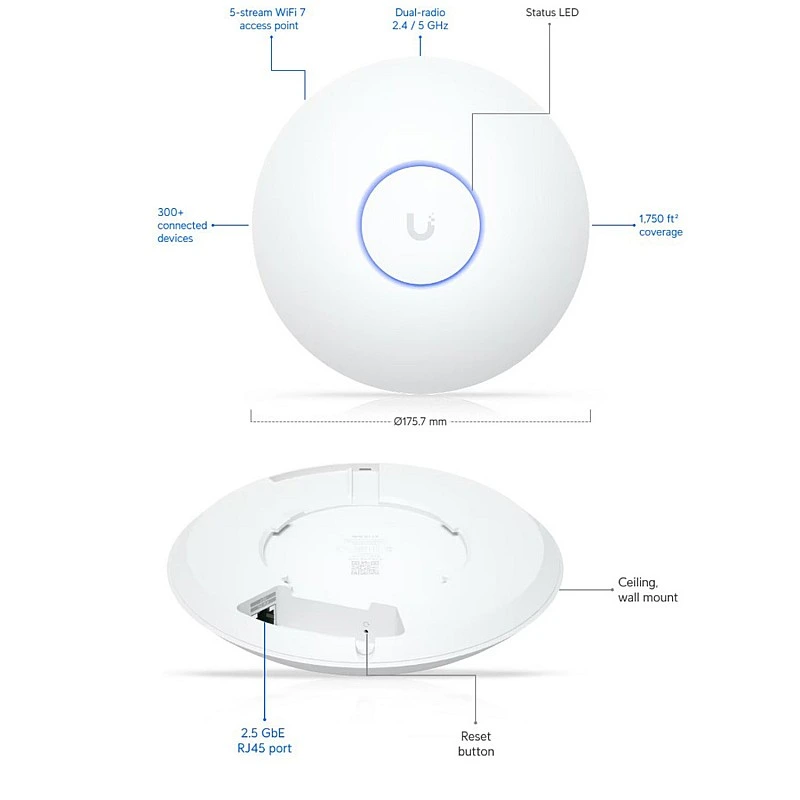 Ubiquiti UniFi U7 Long-Range Wi-Fi 7 無線接取器, U7-LR︱原廠保養