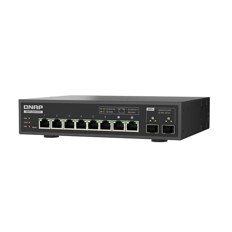 QNAP 8 Ports 10GbE Lite 管理型交換器, QSW-L3208-2C6T - QSW-L3208-2C6T 交換器 ｜ 衍光HinKwong 香港