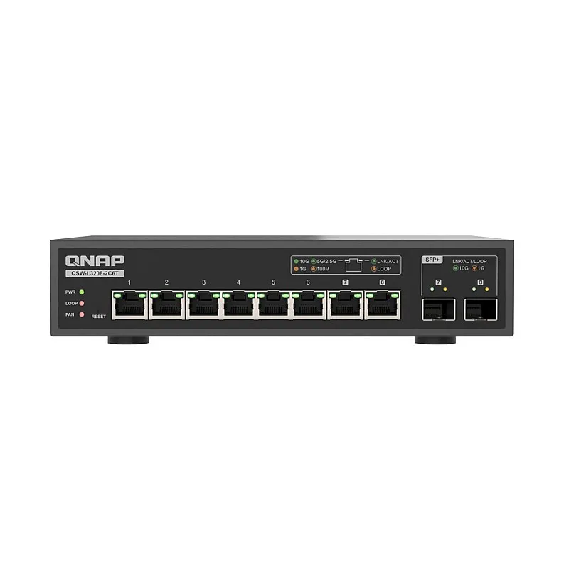 QNAP 8 Ports 10GbE Lite 管理型交換器, QSW-L3208-2C6T - QSW-L3208-2C6T 交換器 ｜ 衍光HinKwong 香港
