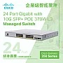 Cisco 24 Port Gigabit with 10G SFP+ POE+ 370W L3 全網管智能交換器, CBS350-24FP-4X