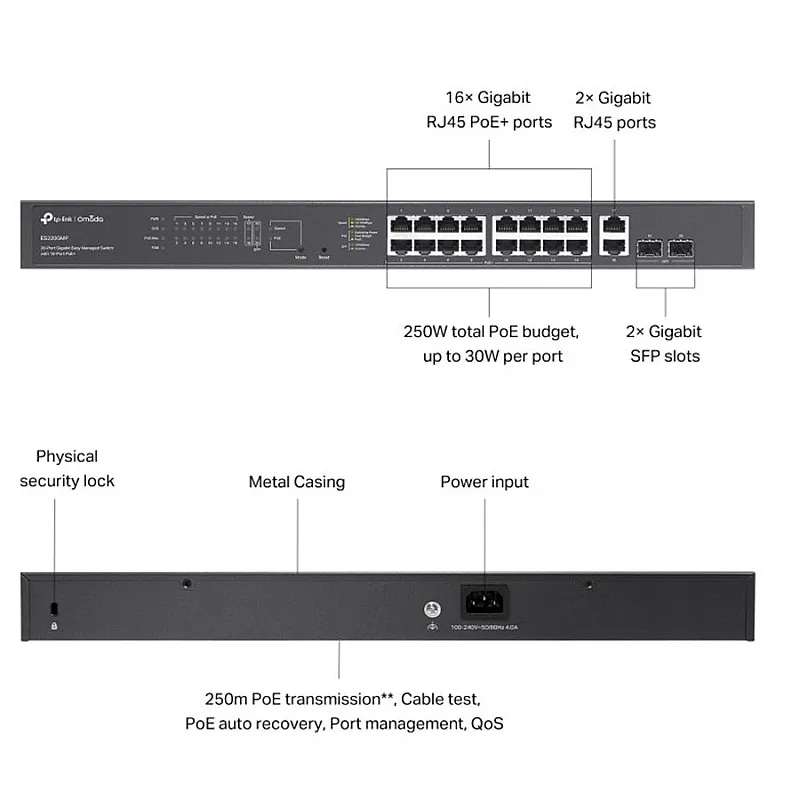 TP-Link Omada 20-Port Gigabit 簡易管理型交換機 (ES220GMP)