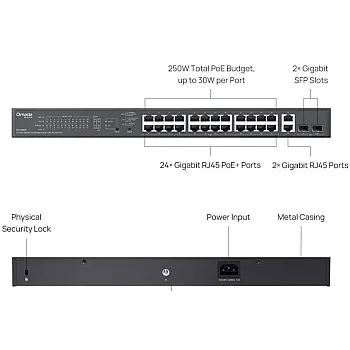 TP-Link Omada 28-Port Gigabit PoE+ 管理型交換機 (ES228GP)