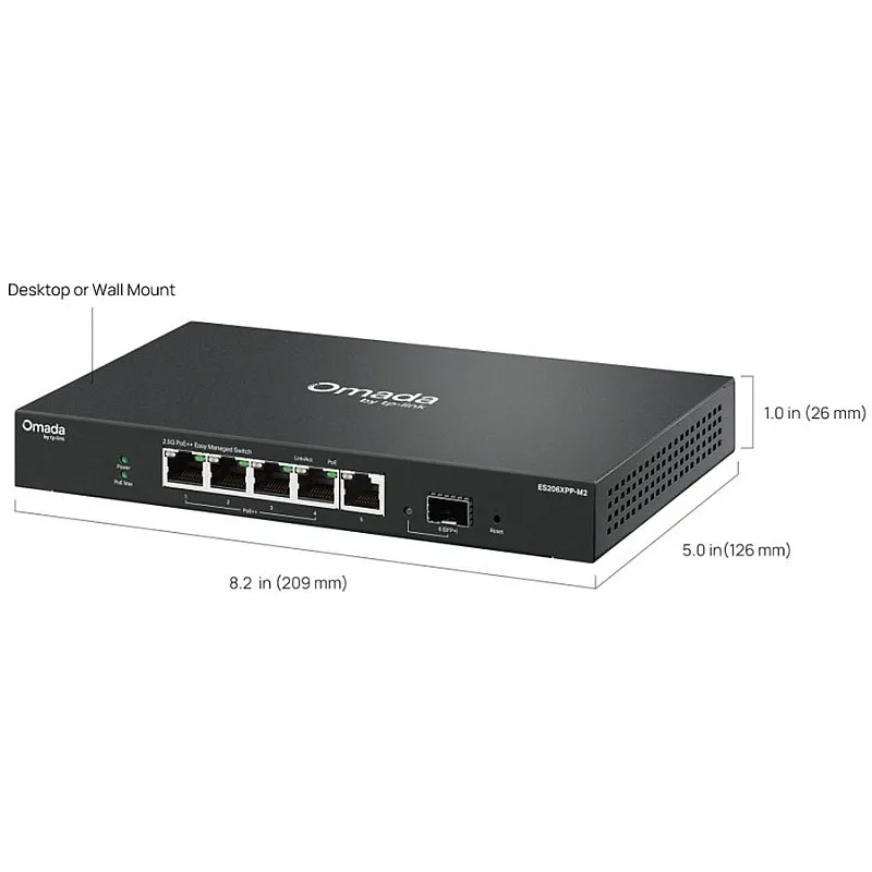 TP-Link Omada 5-Port PoE++ 管理型交換機 (ES206XPP-M2)