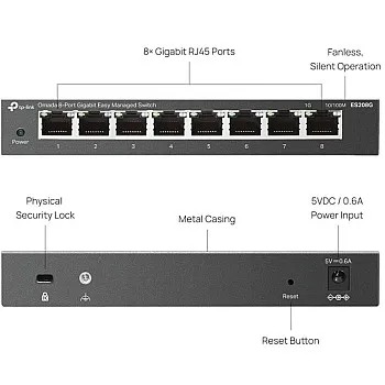 TP-Link Omada 8-Port Gigabit 管理型交換機 (ES208G)