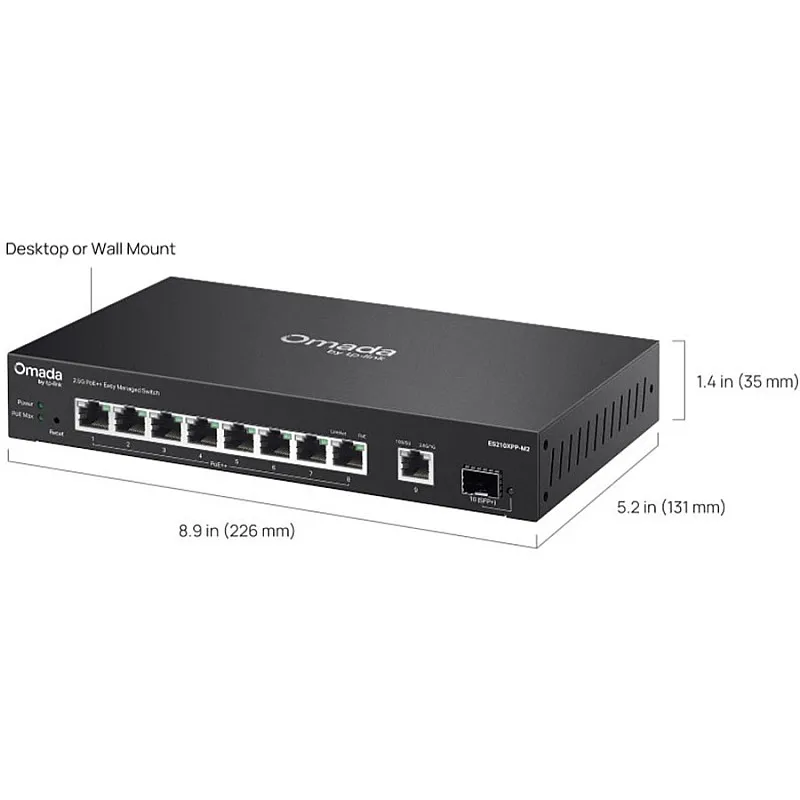 TP-Link Omada 8-Port PoE++ 管理型交換機 (ES210XPP-M2)