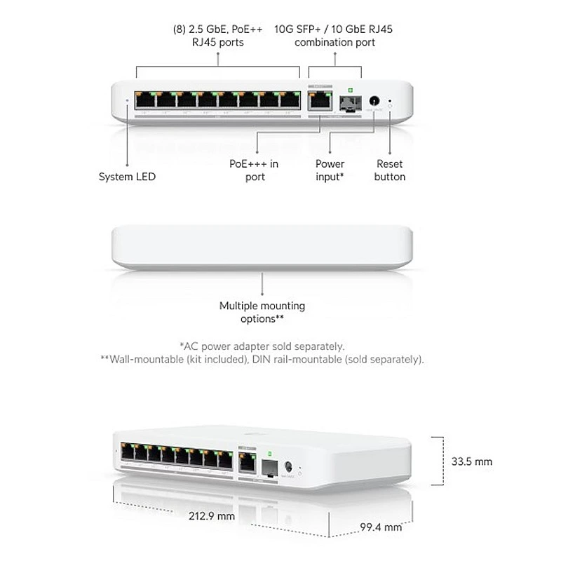 Ubiquiti UniFi Flex 2.5G PoE Switch, USW-Flex-2.5G-8-PoE - Authorized Goods