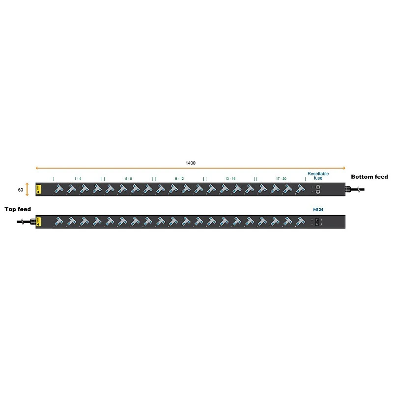 Austin Hughes InfraPower PDU, 20 Outlet, V20UK45-20A OE/3B-1 - Austin-Hughes-V20UK45-20A OE/3B-1 PDU ｜ 衍光HinKwong 香港