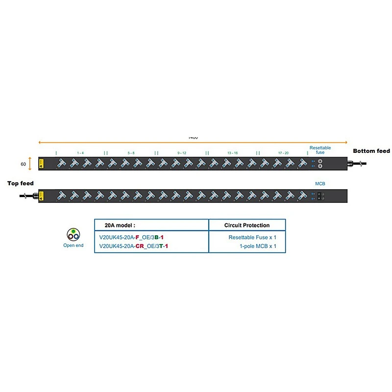 Austin Hughes InfraPower PDU, 20 Outlet, V20UK45-20A OE/3B-1 - Austin-Hughes-V20UK45-20A OE/3B-1 PDU ｜ 衍光HinKwong 香港