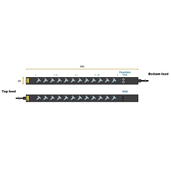 Austin Hughes InfraPower PDU, 12 Outlet, V12UK45-13A_BS/3B-1