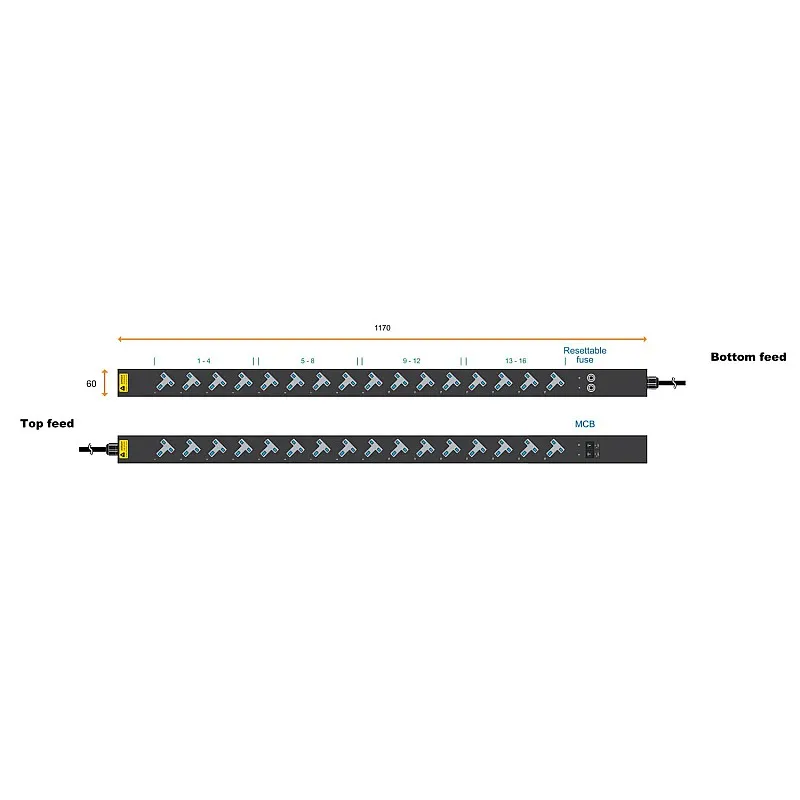Austin Hughes InfraPower PDU, 16 Outlet, V16UK45-32A EN/3B-1 - Austin-Hughes-V16UK45-32A EN/3B-1 機櫃專用拖板 ｜ 衍光HinKwong 香港