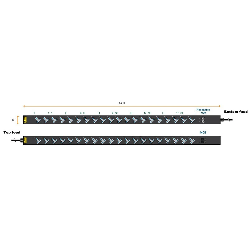 Austin Hughes InfraPower PDU, 20 Outlet, V20UK135-20A OE/3B-1 - Austin-Hughes-V20UK135-20A OE/3B-1 PDU ｜ 衍光HinKwong 香港