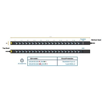 Austin Hughes InfraPower PDU, 20 Outlet, V20UK135-32A_EN/3B-1