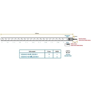 Austin Hughes InfraPower PDU, 20 Outlet, V20UK45-16A_C20/3B-1