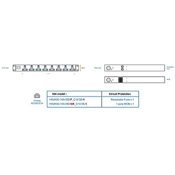 Austin Hughes InfraPower PDU, 8 Outlet, H8UK90-10A/F_C14/3B-1