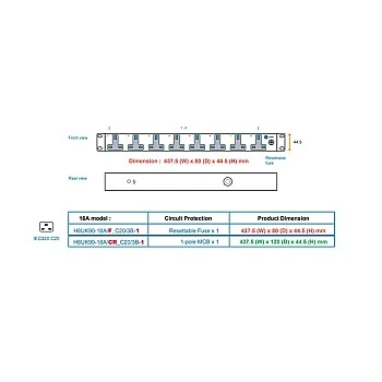Austin Hughes InfraPower PDU, 8 Outlet, H8UK90-16A_C20/3B-1