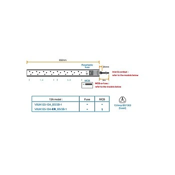 Austin Hughes InfraPower PDU, 8 Outlet, V8UK135-13A_BS/3B-1