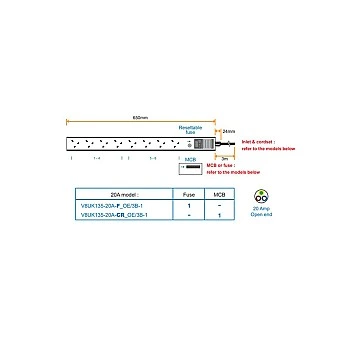 Austin Hughes InfraPower PDU, 8 Outlet, V8UK135-20A_OE/3B-1