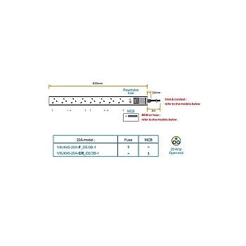 Austin Hughes InfraPower PDU, 8 Outlet, V8UK45-20A_OE/3B-1