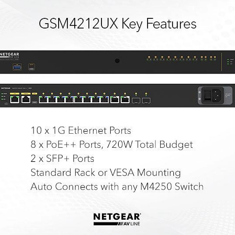 Netgear 12 port AV Line Managed Switch, GSM4212UX - N-GSM4212UX Switches ｜ 衍光HinKwong 香港