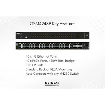 Netgear 48 port AV Line 管理型交換器, GSM4248P