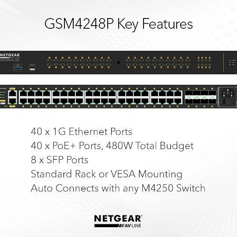 Netgear 48 port AV Line Managed Switch, GSM4248P - N-GSM4248P Switches ｜ 衍光HinKwong 香港
