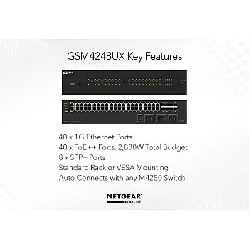 Netgear 48 port AV Line 管理型交換器, GSM4248UX