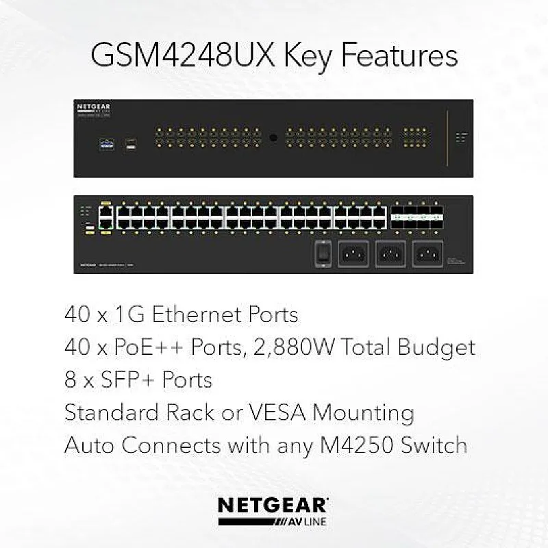 Netgear 48 port AV Line 管理型交換器, GSM4248UX - N-GSM4248UX 交換器 ｜ 衍光HinKwong 香港