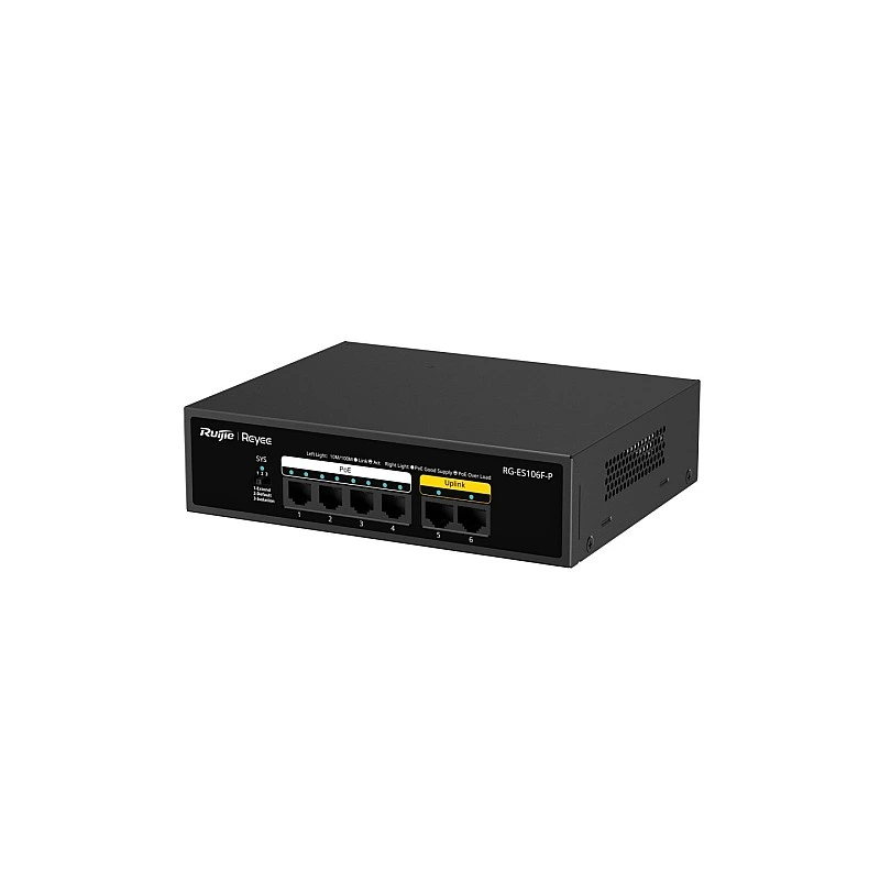 Ruijie Reyee PoE Unmanaged Switch, RG-ES106F-P - R-RG-ES106F-P Switches ｜ 衍光HinKwong 香港