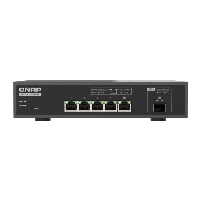 QNAP 5 Ports 10GbE 管理型交換器, QSW-L3205-1C4T交換器