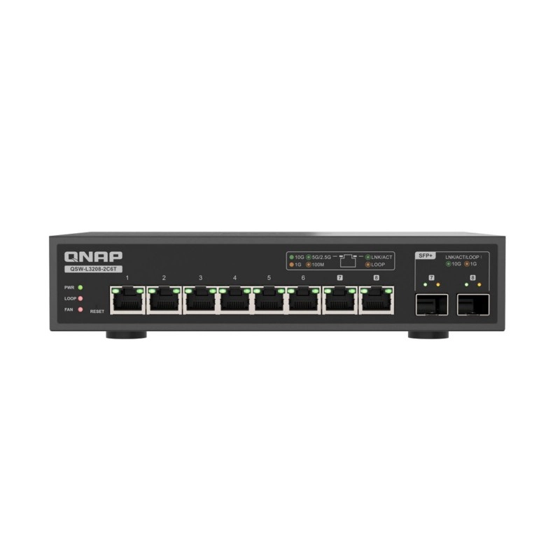 QNAP 8 Ports 10GbE Lite 管理型交換器, QSW-L3208-2C6T交換器