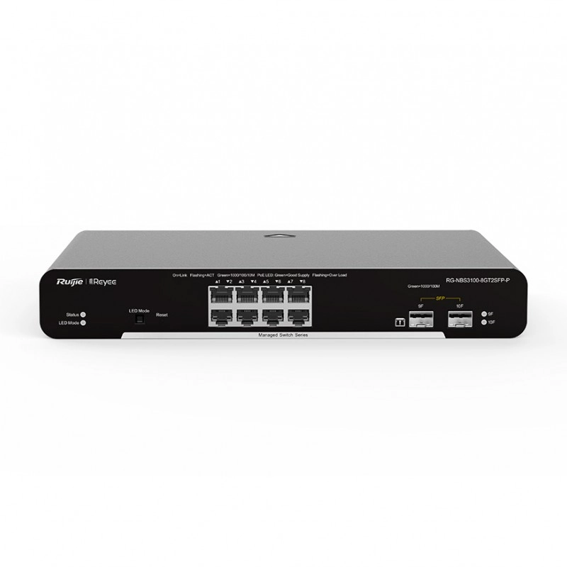 睿易 Reyee L2 Cloud Managed PoE Switch, RG-NBS3100-8GT2SFP-P-V2交換器