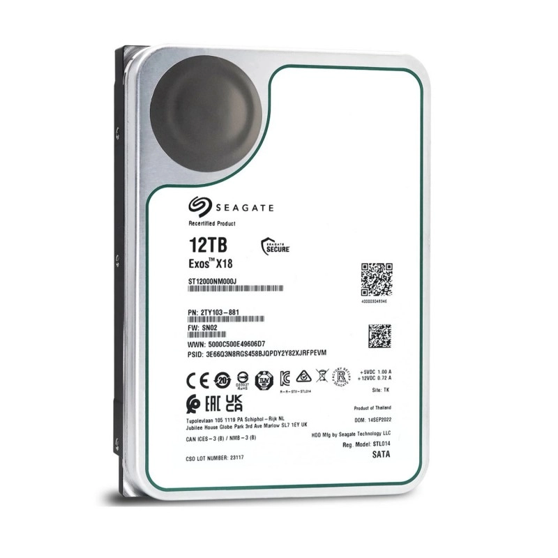 Seagate Exos X18 12TB 企業版 3.5" 內置硬碟, ST12000NM000J - 5 年保養