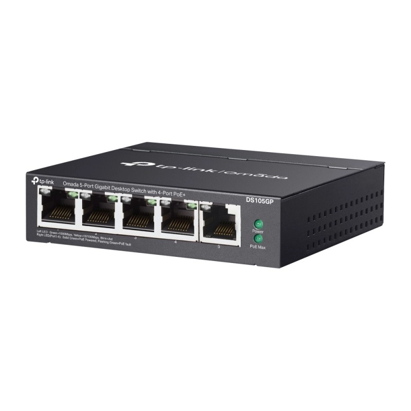 TP-Link Omada 5-Port Gigabit PoE+ 非管理型交換器, DS105GP