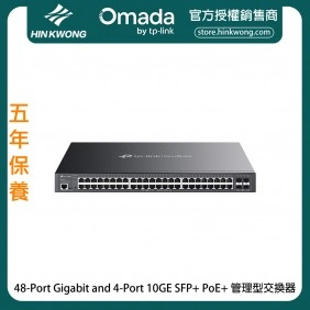 TP-Link Omada 48-Port Gigabit and 4-Port 10GE SFP+ PoE+ Managed Switch, SG3452XP