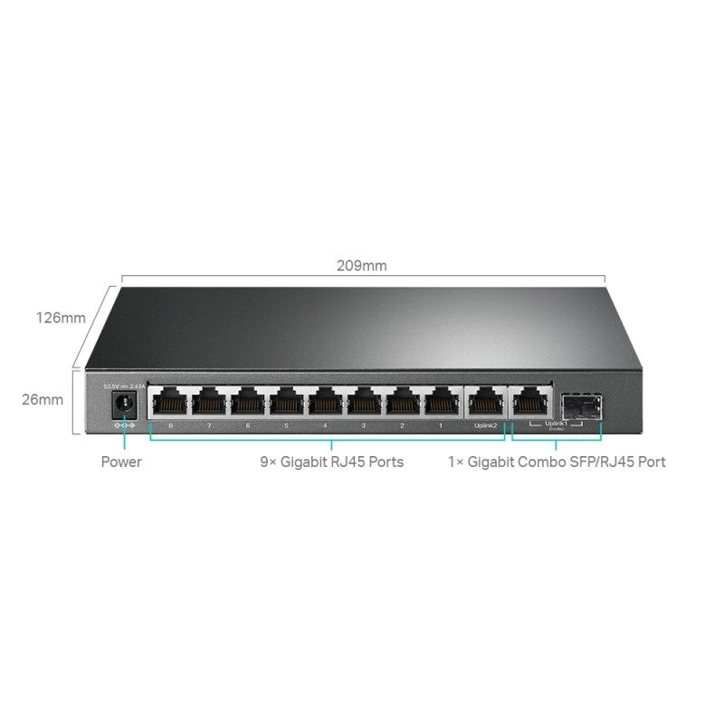 TP-Link 10-Port Gigabit PoE+ 智慧型交換器, TL-SG1210MP