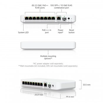 Ubiquiti UniFi Flex 2.5G PoE 交換器, USW-Flex-2.5G-8-PoE