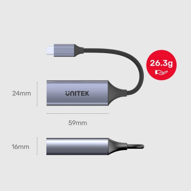 Unitek 2 合 1 USB-C 轉千兆位乙太網轉接器, U1323AAdapter / Docking