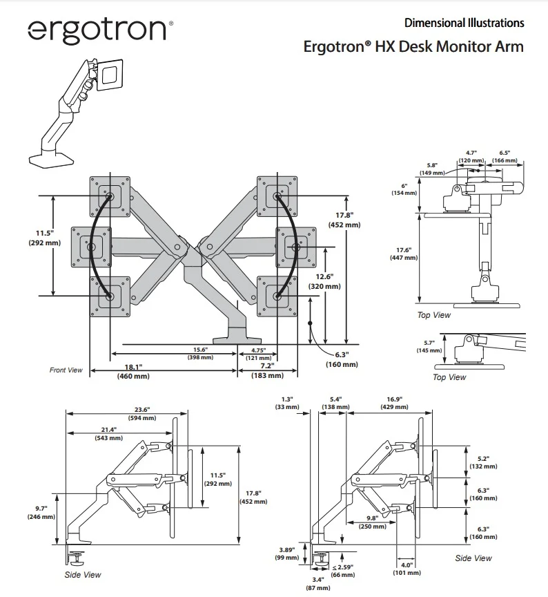 Ergotron LX Pro 鋁合金支臂與關節細節圖
